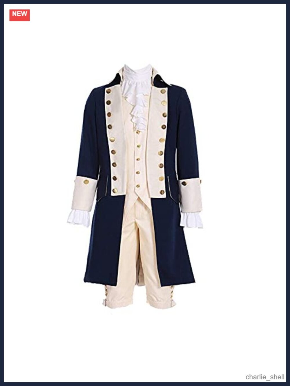 Men's Colonial Military Costume 5-Piece Set Polyester Halloween